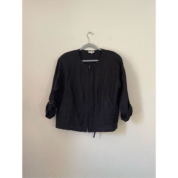 Eileen fisher organic linen black utility jacket size small - Picture 1 of 7